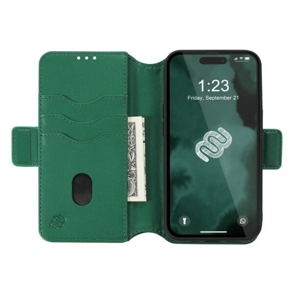Leather Wallet Green iPhone 13 Pro_4