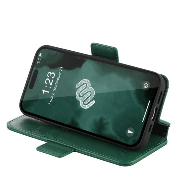 Leather Wallet Green iPhone 13 Pro_5