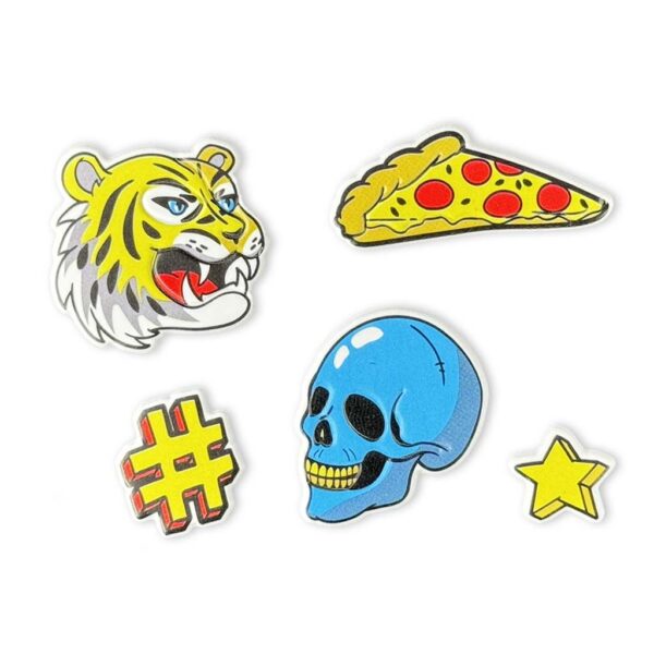 Puffy Stickers - Skull, Tiger & Pizza